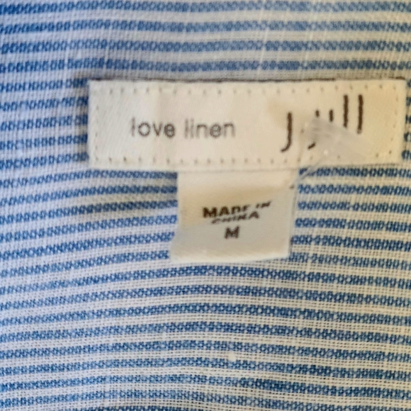 Love Linen J. Jill Blue Striped Linen Tunic Blouse Side Buttons Size Medium - Picture 6 of 8